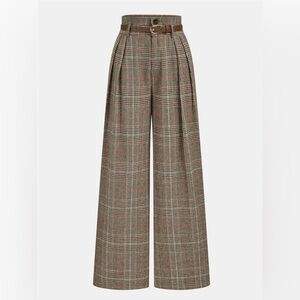 Commense Plaid Wide-Leg Pants
